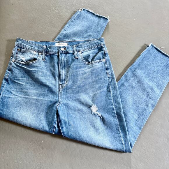 Madewell The High Rise Slim Boy Jean Medium Wash Distressed Size 31 - Picture 2 of 13